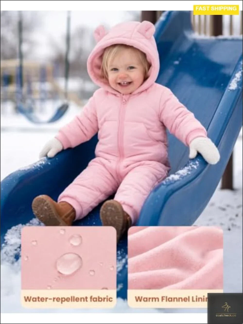 Baby Snowsuit Winter Romper Hooded Jumpsuit Thick Windproof Waterproof Sherpa